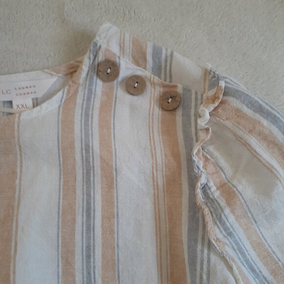 Striped Long Sleeve Top - Cream, Tan, and Gray - Picture 4 of 13